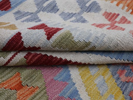 Close-up detail of New Modern Design rug from Pakistan showing Wool weave