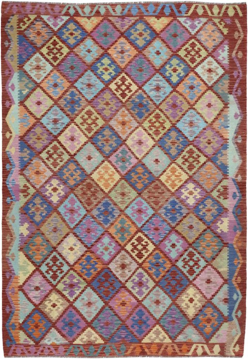 Full view of New Modern Design rug from Pakistan, 290 × 209 cm in Multi Color tones