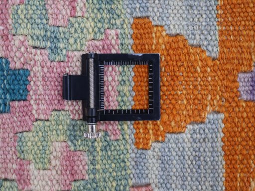 Close-up detail of New Modern Design rug from Pakistan showing Wool weave