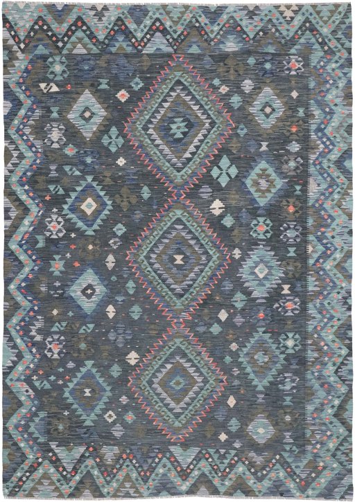 Full view of New Modern Design rug from Pakistan, 290 × 209 cm in Multi Color tones