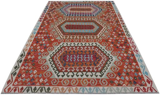 Full view of New Modern Design rug from Pakistan, 295 × 214 cm in Multi Color tones