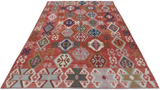 Full view of New Modern Design rug from Pakistan, 300 × 208 cm in Multi Color tones
