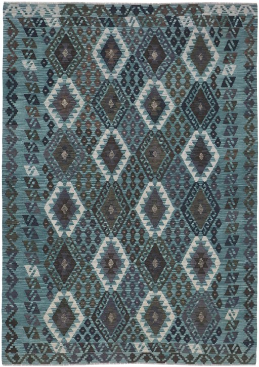 Full view of New Modern Design rug from Pakistan, 285 × 210 cm in Multi Color tones