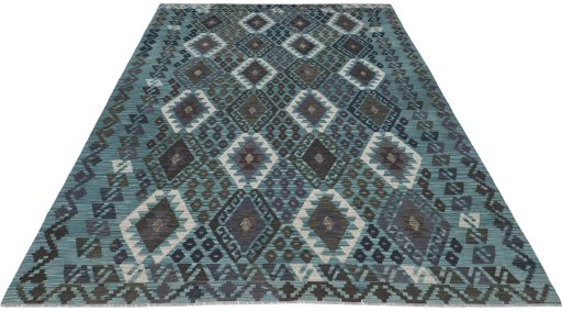 Full view of New Modern Design rug from Pakistan, 285 × 210 cm in Multi Color tones