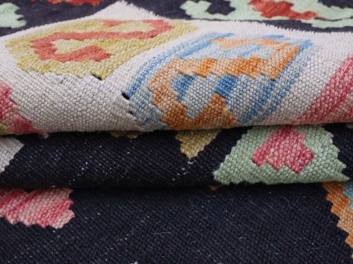 Close-up detail of New Modern Design rug from Pakistan showing Wool weave