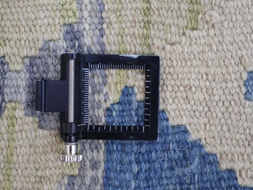 Corner detail of New Modern Design rug showing border pattern and Wool pile