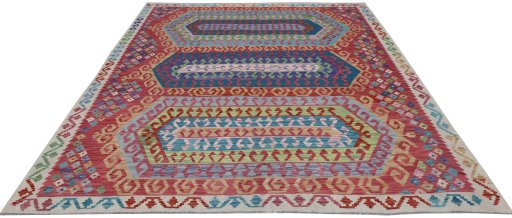 Full view of New Modern Design rug from Pakistan, 292 × 263 cm in Multi Color tones