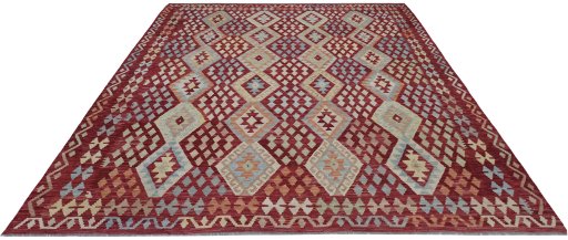 Full view of New Modern Design rug from Pakistan, 290 × 265 cm in Multi Color tones