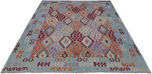 Full view of New Modern Design rug from Pakistan, 302 × 270 cm in Multi Color tones