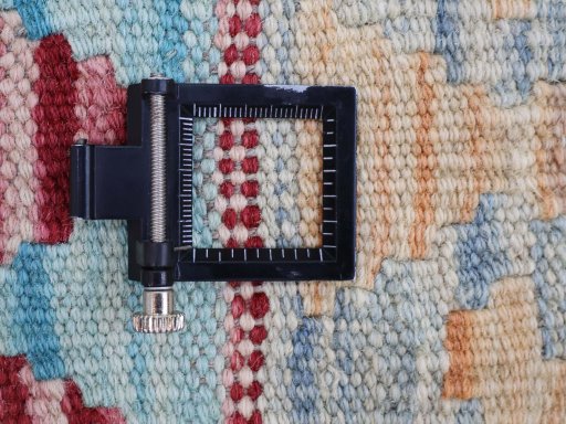 Corner detail of New Modern Design rug showing border pattern and Wool pile