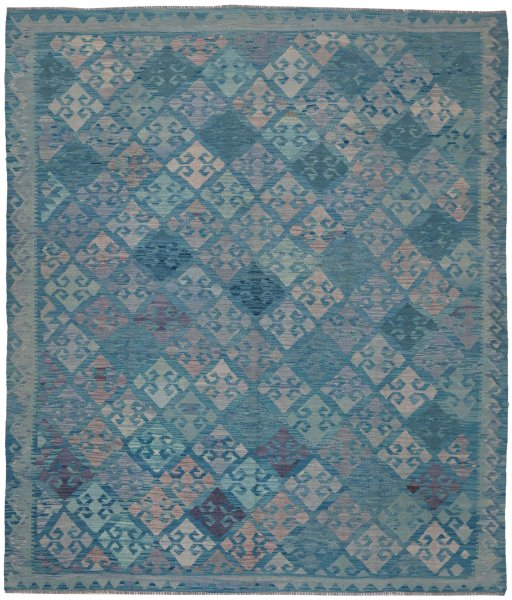 Full view of New Modern Design rug from Pakistan, 293 × 251 cm in Multi Color tones