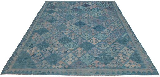 Full view of New Modern Design rug from Pakistan, 293 × 251 cm in Multi Color tones