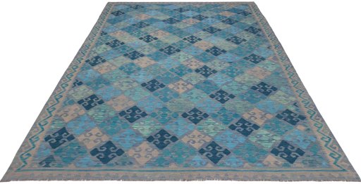 Full view of New Modern Design rug from Pakistan, 340 × 249 cm in Multi Color tones