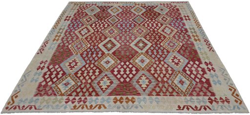 Full view of New Modern Design rug from Pakistan, 289 × 261 cm in Multi Color tones