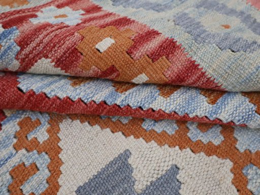 Close-up detail of New Modern Design rug from Pakistan showing Wool weave