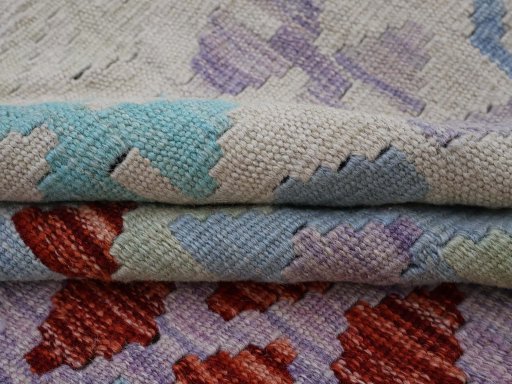 Close-up detail of New Modern Design rug from Pakistan showing Wool weave