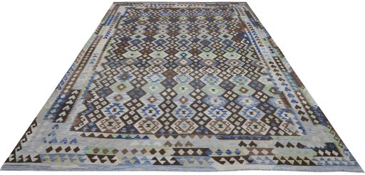 Full view of New Modern Design rug from Pakistan, 398 × 293 cm in Multi Color tones