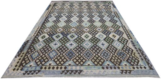 Full view of New Modern Design rug from Pakistan, 393 × 317 cm in Multi Color tones