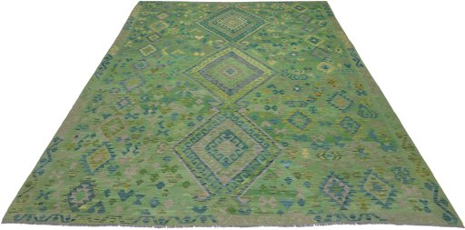 Corner detail of New Modern Design rug showing border pattern and Wool pile