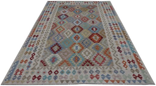 Full view of New Modern Design rug from Pakistan, 295 × 202 cm in Multi Color tones