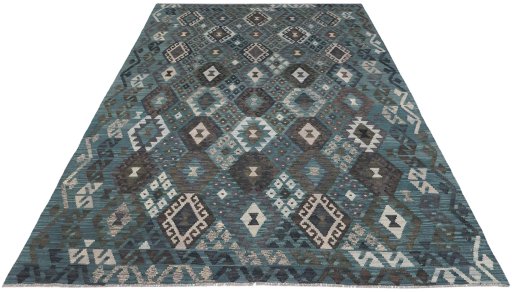 Full view of New Modern Design rug from Pakistan, 294 × 205 cm in Multi Color tones