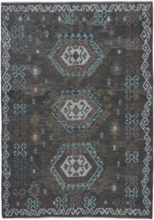 Full view of New Modern Design rug from Pakistan, 297 × 210 cm in Multi Color tones