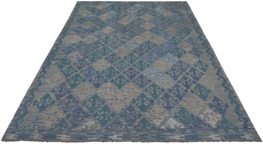 Full view of New Modern Design rug from Pakistan, 295 × 202 cm in Multi Color tones