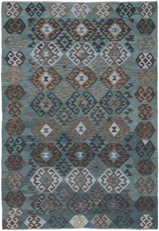 Full view of New Modern Design rug from Pakistan, 293 × 204 cm in Multi Color tones