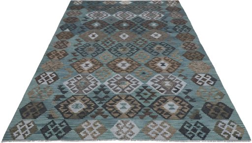 Full view of New Modern Design rug from Pakistan, 293 × 204 cm in Multi Color tones