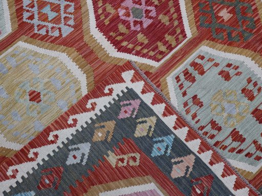 Surface texture of New Modern Design rug with natural Wool and intricate pattern