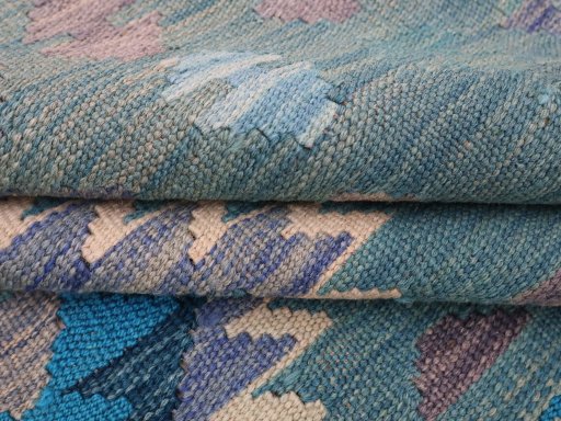 Close-up detail of New Modern Design rug from Pakistan showing Wool weave