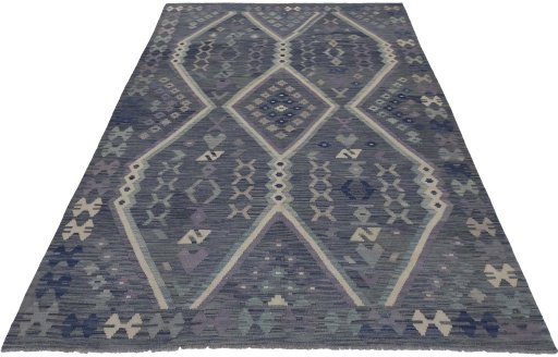 Full view of New Modern Design rug from Pakistan, 294 × 197 cm in Multi Color tones