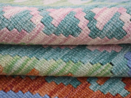 Close-up detail of New Modern Design rug from Pakistan showing Wool weave