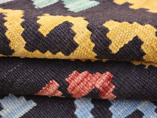 Close-up detail of New Modern Design rug from Pakistan showing Wool weave
