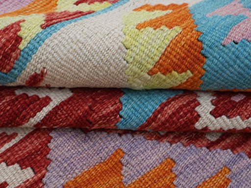 Close-up detail of New Modern Design rug from Pakistan showing Wool weave