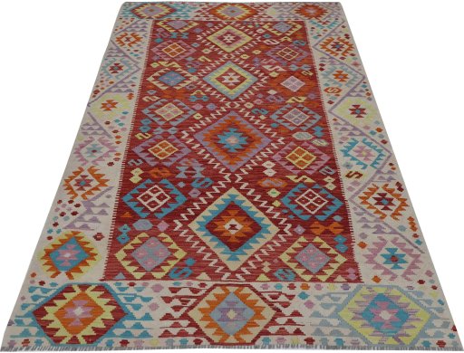 Full view of New Modern Design rug from Pakistan, 245 × 161 cm in Multi Color tones