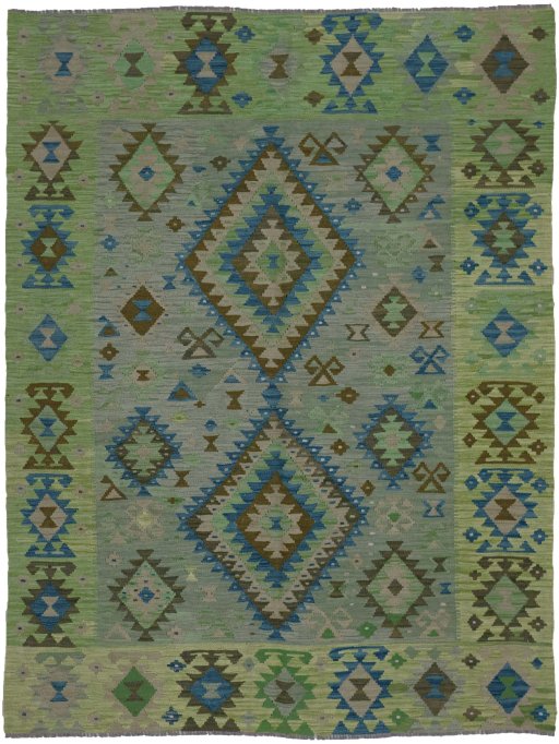 Full view of New Modern Design rug from Pakistan, 236 × 178 cm in Multi Color tones