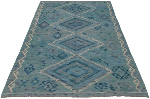 Full view of New Modern Design rug from Pakistan, 238 × 176 cm in Multi Color tones
