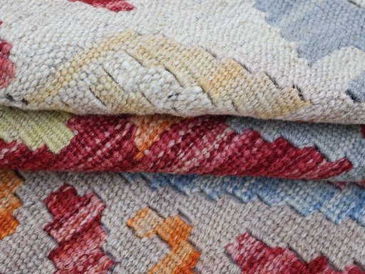 Close-up detail of New Modern Design rug from Pakistan showing Wool weave