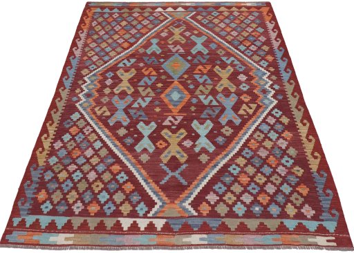 Full view of New Modern Design rug from Pakistan, 195 × 152 cm in Multi Color tones