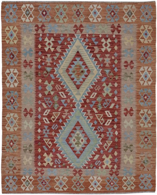 Full view of New Modern Design rug from Pakistan, 193 × 155 cm in Multi Color tones