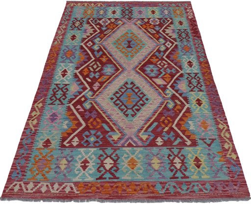 Full view of New Modern Design rug from Pakistan, 192 × 131 cm in Multi Color tones