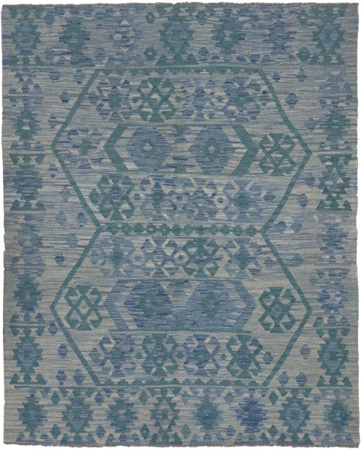 Full view of New Modern Design rug from Pakistan, 196 × 155 cm in Multi Color tones