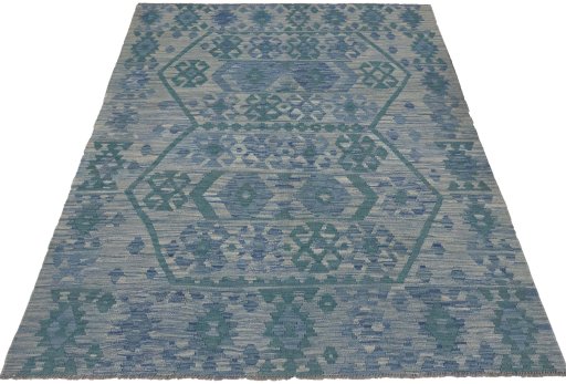 Full view of New Modern Design rug from Pakistan, 196 × 155 cm in Multi Color tones