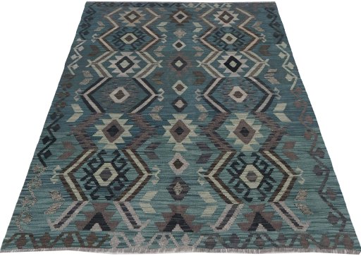 Full view of New Modern Design rug from Pakistan, 196 × 156 cm in Multi Color tones