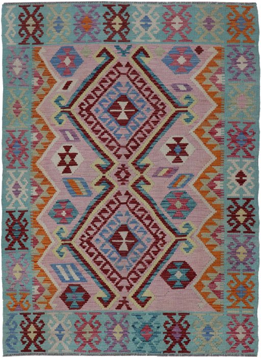 Full view of New Modern Design rug from Pakistan, 177 × 119 cm in Multi Color tones