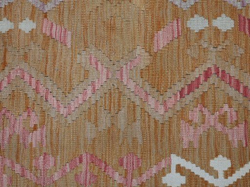 Backside of handmade New Modern Design rug showing knot structure and weave density