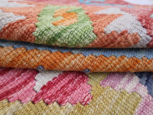 Close-up detail of New Modern Design rug from Pakistan showing Wool weave
