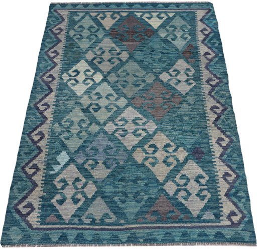 Full view of New Modern Design rug from Pakistan, 146 × 108 cm in Multi Color tones