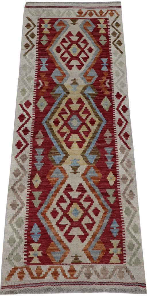Full view of New Modern Design rug from Pakistan, 150 × 54 cm in Multi Color tones